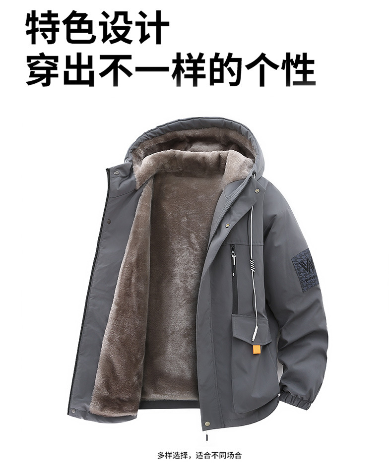 冬季外套男加绒加厚潮牌夹克男连帽宽松保暖棉服袄子青年派克服详情18