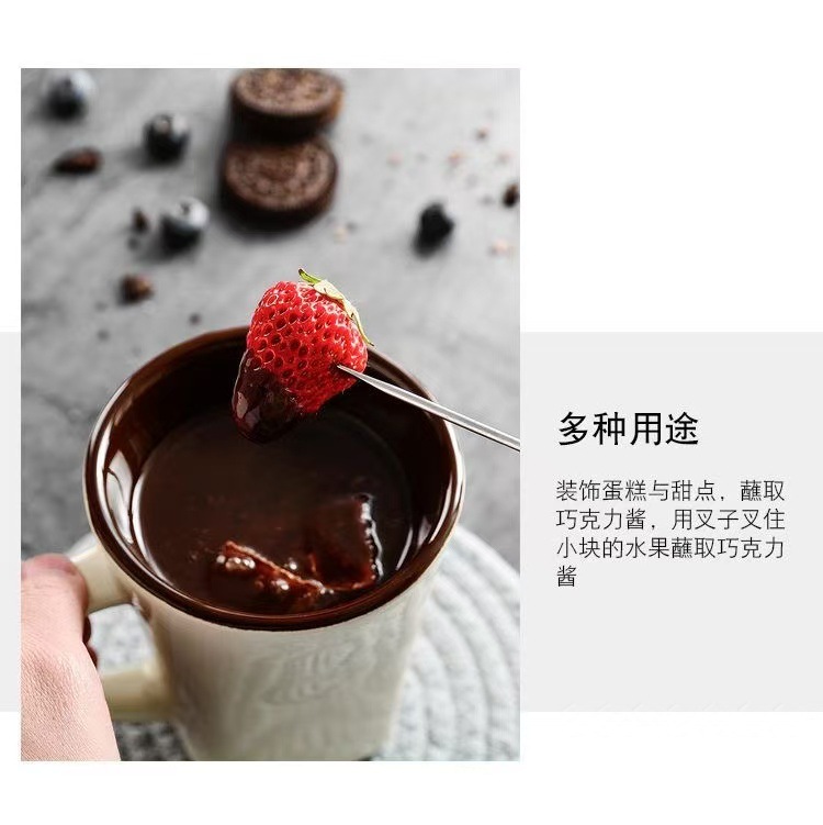 创意巧克力马克杯火锅炉陶瓷杯子冰淇淋奶酪火锅杯情人礼物送叉子详情6