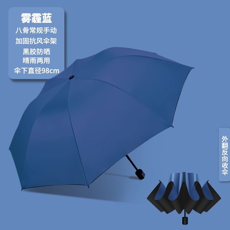 二十四骨黑胶雨伞全自动商务加固防风防晒折叠伞高级感LOGO太阳伞详情30