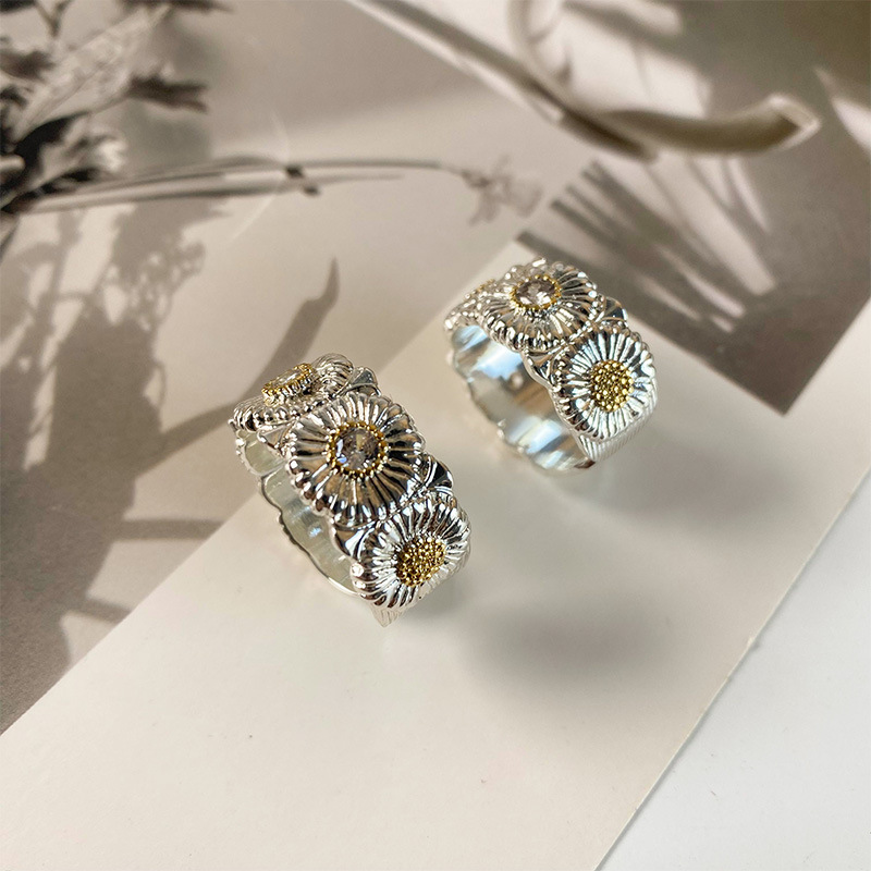 fever同款银色小花戒指女小众设计轻奢高级感雏菊新款夏季韩国ins详情3