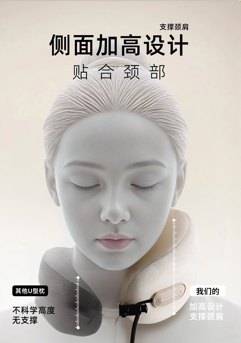 记忆棉u型枕可收纳u形枕颈枕旅行飞机旅行枕头午睡颈椎脖子护颈枕详情10