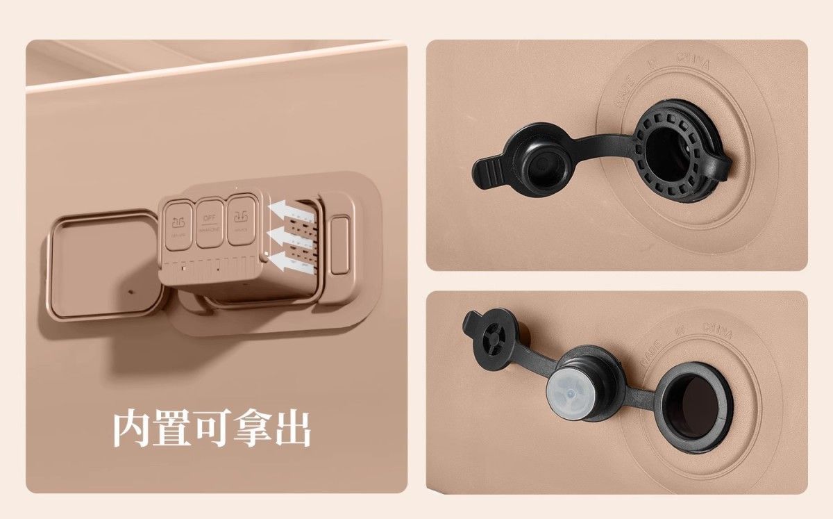 米色加厚自动充气床垫户外便携式露营野营打地铺午休折叠双人床垫详情4