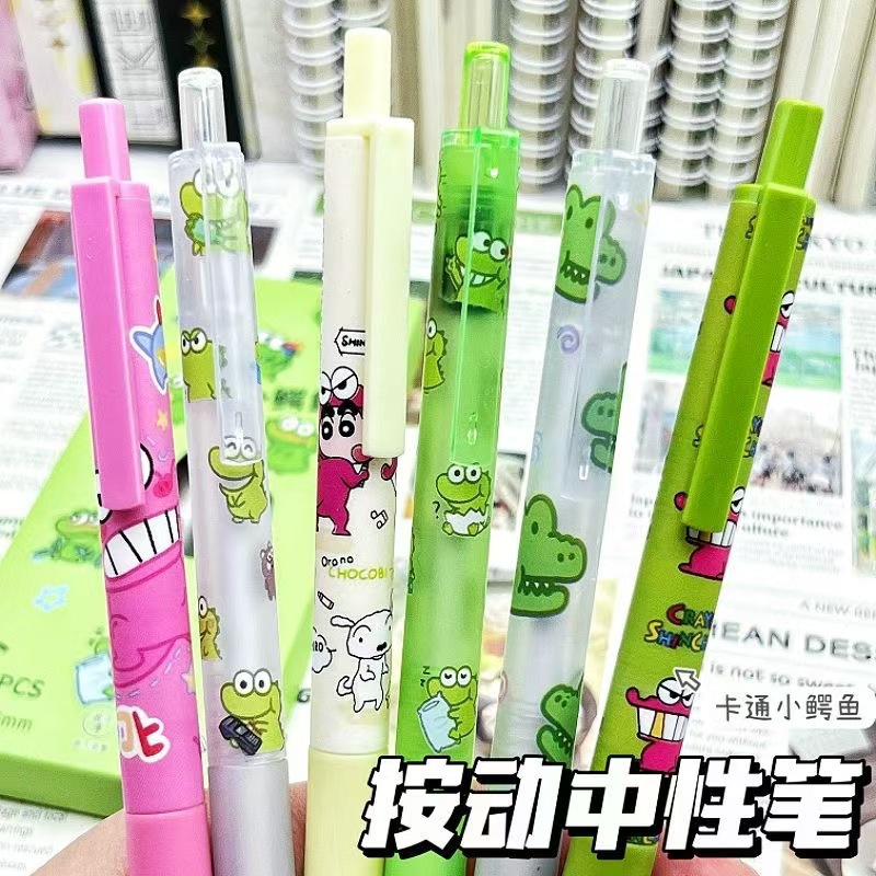 Little crocodile press pen, ins style, high appearance level, quick-drying practice pen, neutral pen, cute 0.5 student st head black pen pic 3