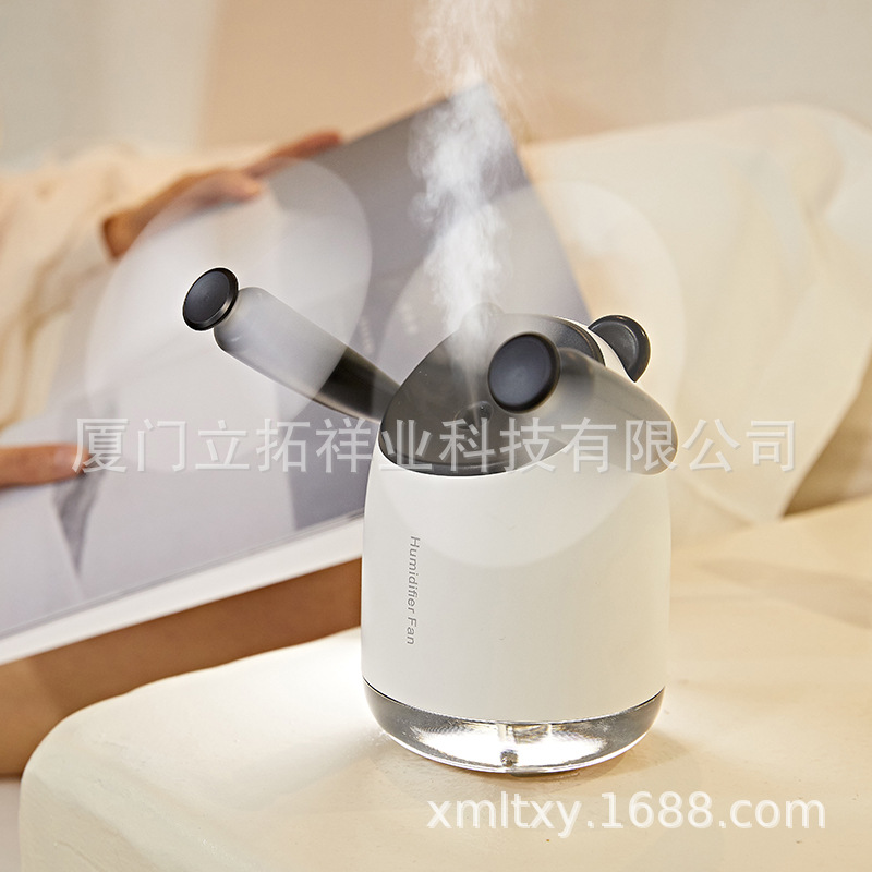 新款USB可充电2000mah熊猫喷雾加湿器风扇 桌面加濕器 humidifier详情3