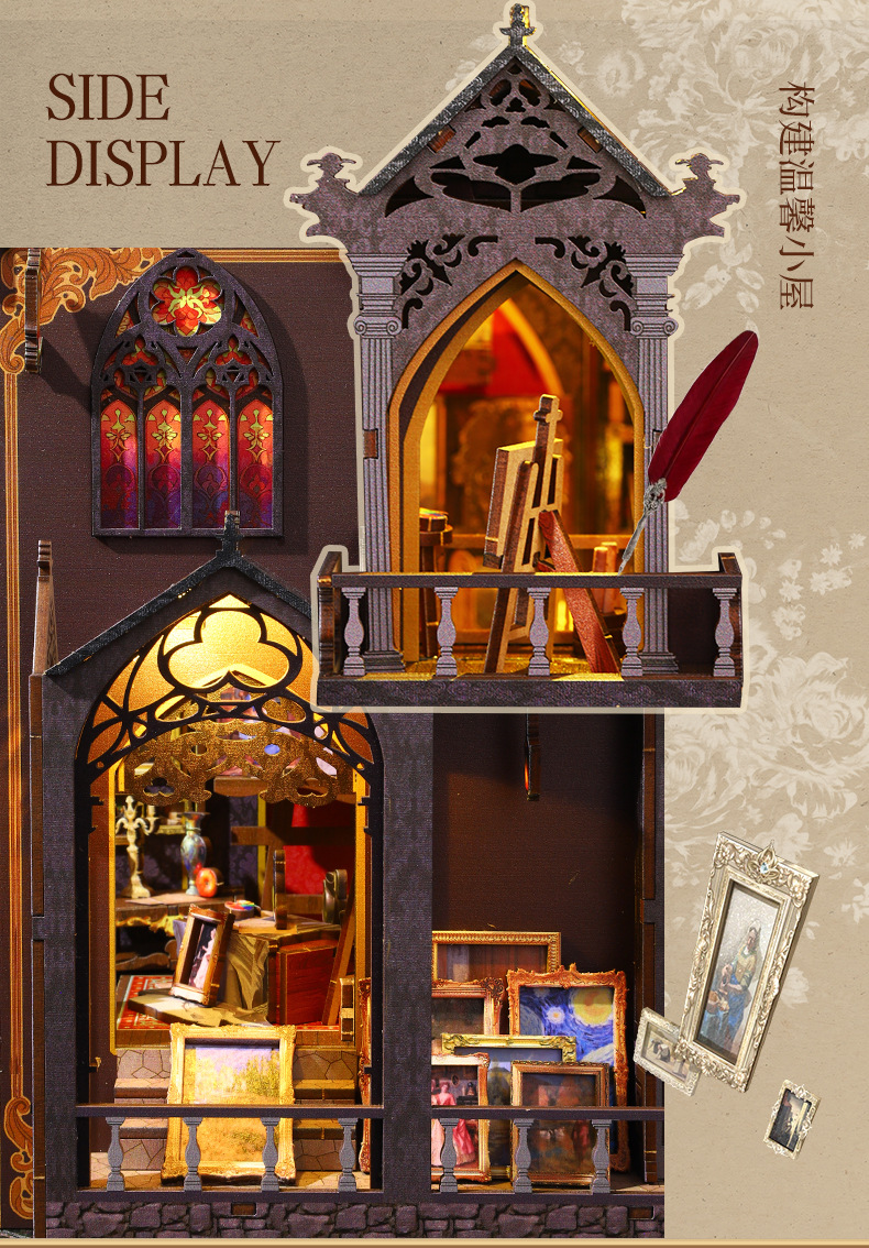 Jiate DIY Bookstand, Wonderful Art Studio diy Bookstand Assembly Bookstand, diy House 3D Bookstand, Handmade Model Book pic 16