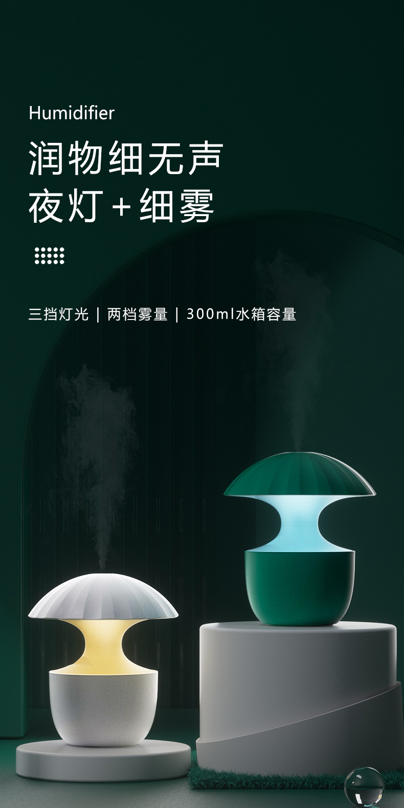 新款纳米加湿器USB迷你室内补水七彩氛围灯家用桌面卧室香薰机详情2