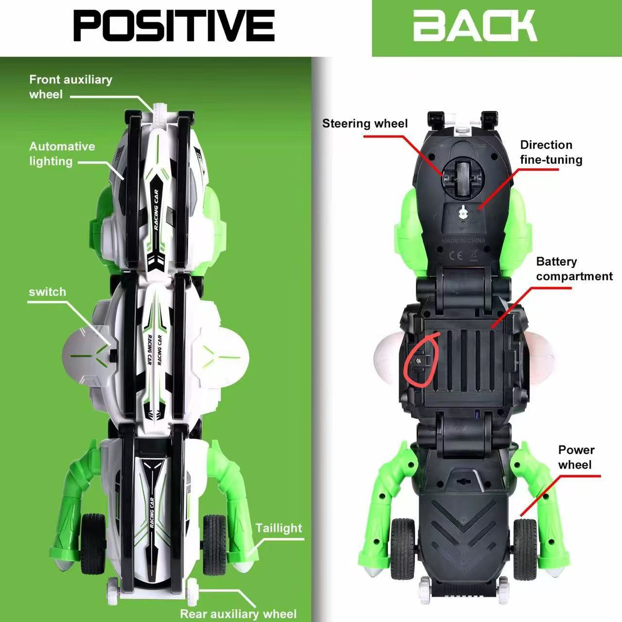 2.4G高速变形翻滚车六轮灯光控制锁轮男孩360度翻滚遥控车玩具详情4