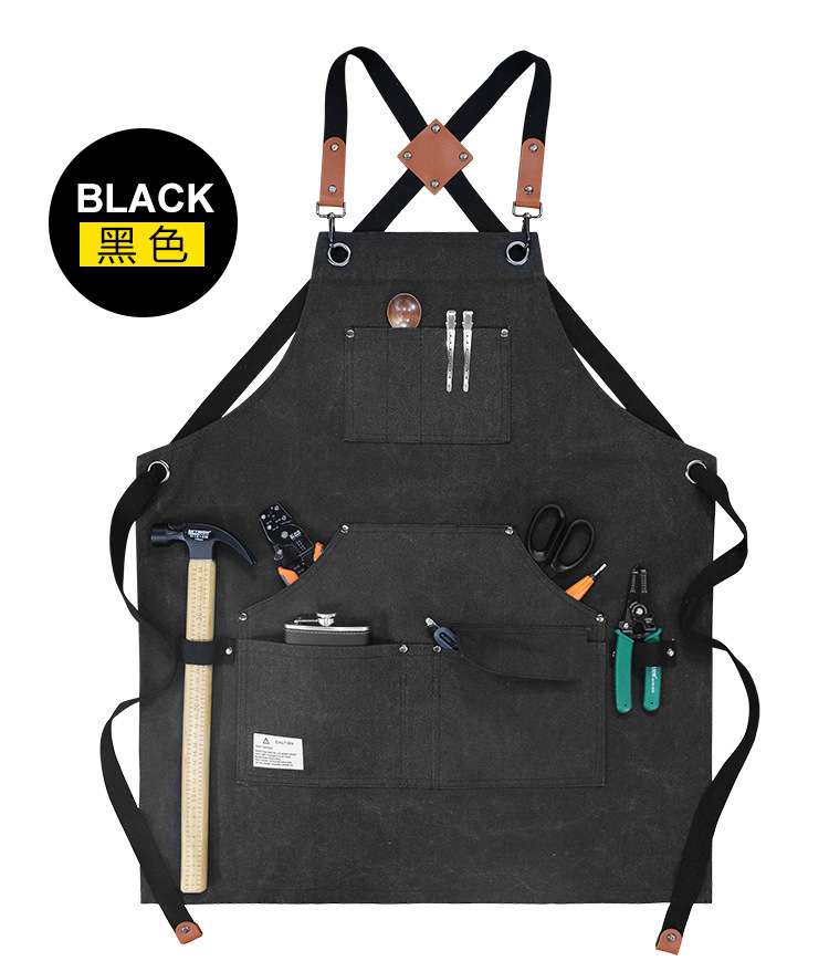 【持嘉】跨境加厚帆布多口袋工匠园艺工作服围裙烧烤汽修师机械师详情18