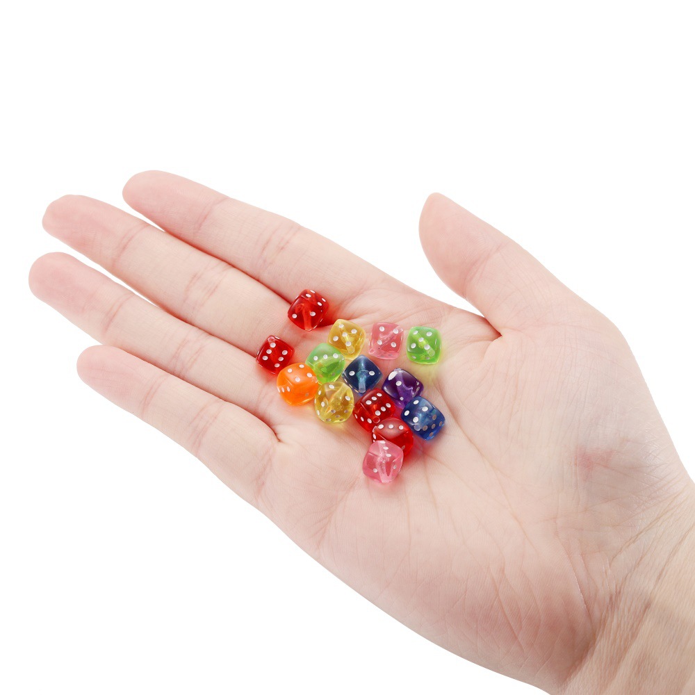 diy饰品配件手工穿绳珠亚克力骰子珠子透明彩色珠子黑白珠批发详情4