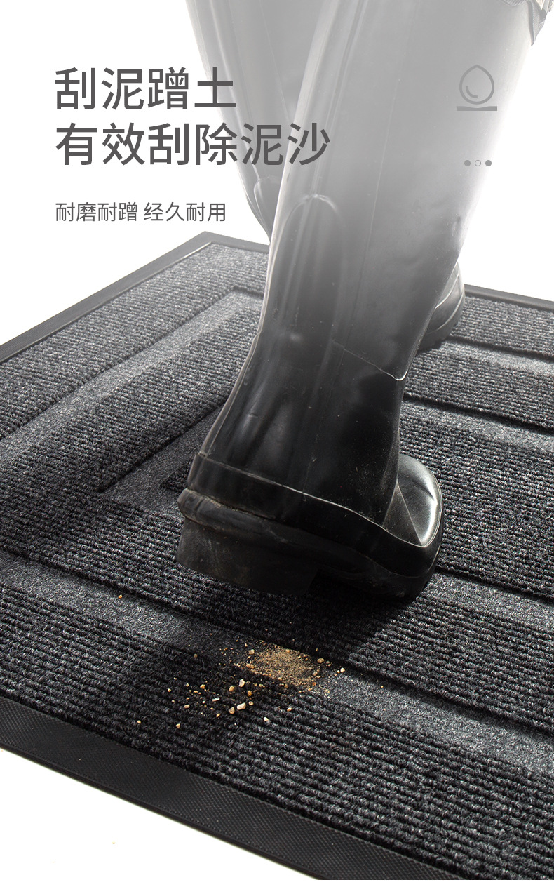 Nordic-style rubber entrance door carpet floor mat, commercial hotel main entrance dust removal mat, foyer entrance wear-resistant foot mat pic 9