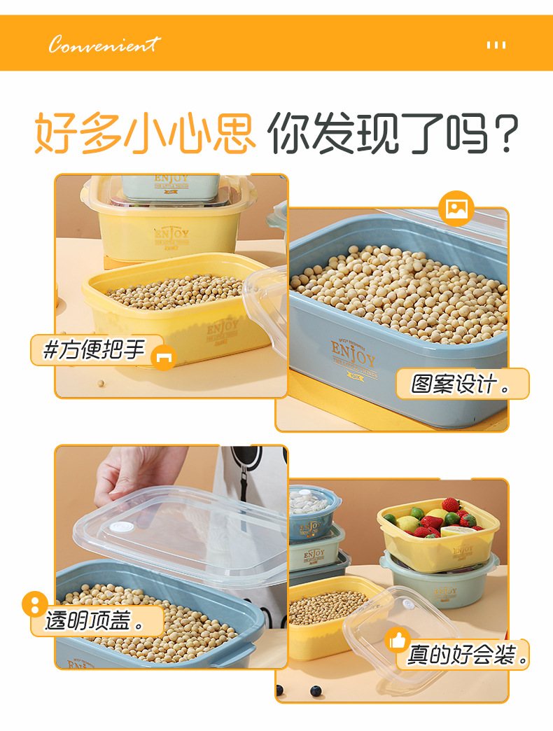Light luxury refrigerator plastic transparent food storage box, lunch box, microwave oven-heated and refrigerated, office worker and student lunch box pic 9