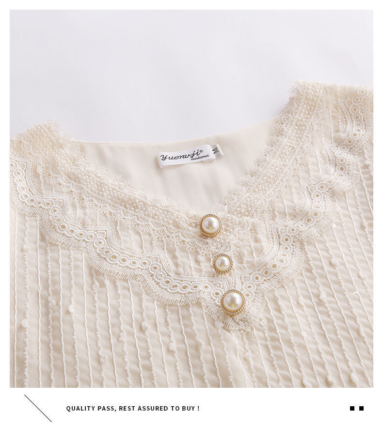 秋季新款长袖雪纺衫漂亮小衫气质上衣女蕾丝v领打底衫详情23