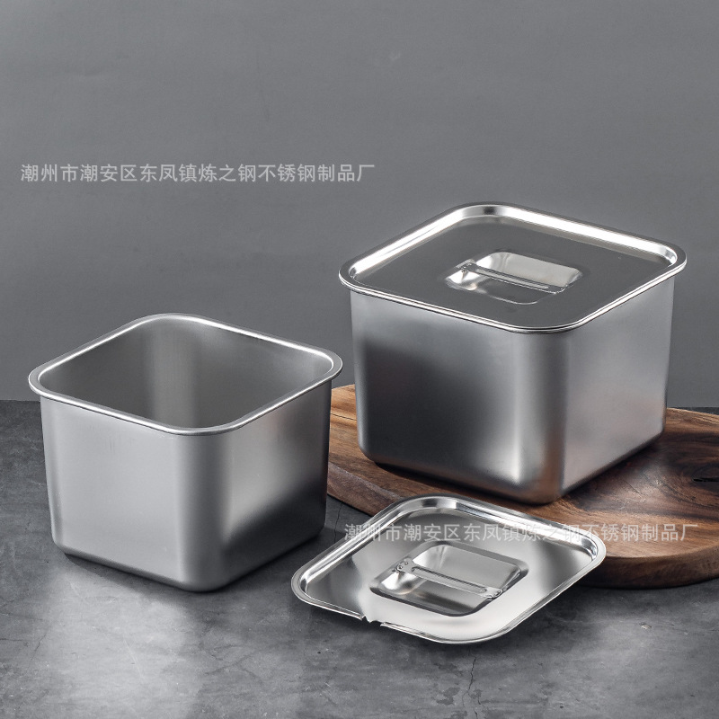 不锈钢方形味盅带盖厨房猪油盆商用佐料收纳调味罐火锅店调料盒详情5