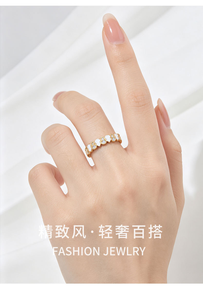 源头工厂新中式珐琅滴油葫芦开口戒指铜合金真金电镀镶锆精致指环详情5