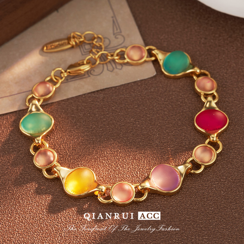 法式水晶串珠手链时尚轻奢高级感彩色中古Vintag饰品复古小众设计详情26