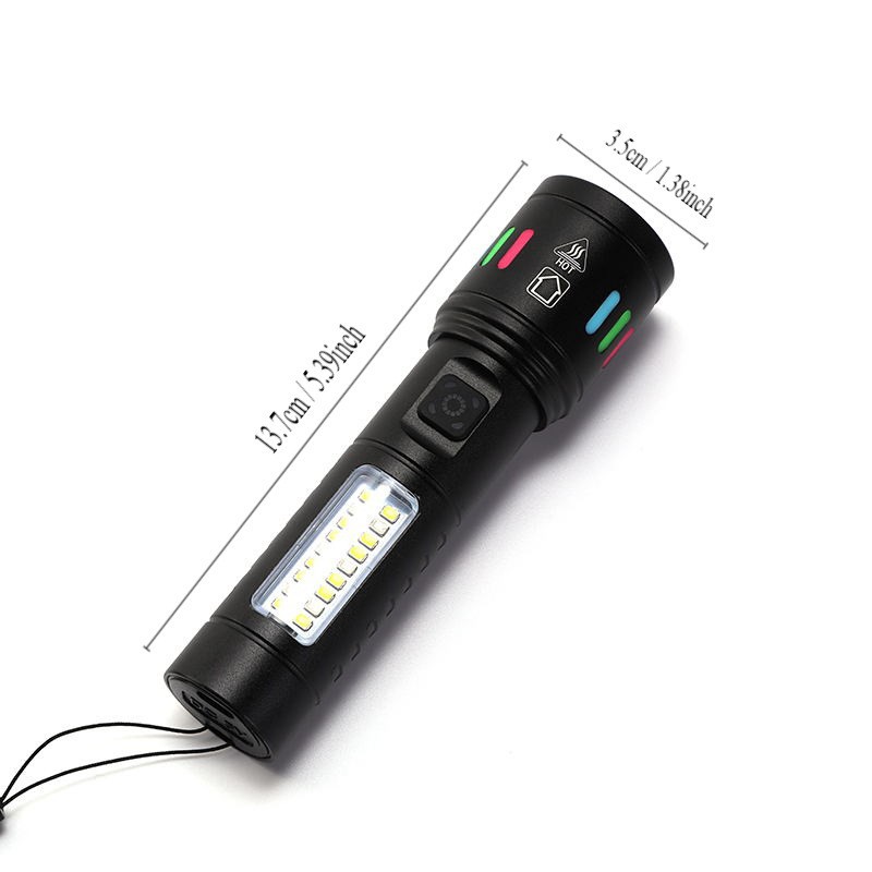 Cross-border outdoor flashlight, multi-functional telescopic zoom lighting, strong light flashlight, high-power white laser work side light pic 2