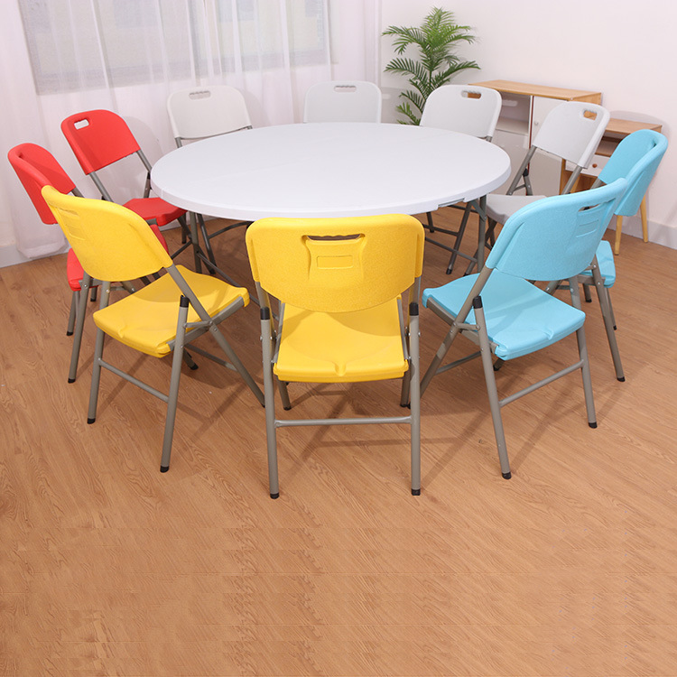 外贸折叠圆桌家用酒店饭店折叠大圆桌客厅餐厅户外简易塑料折叠桌详情27