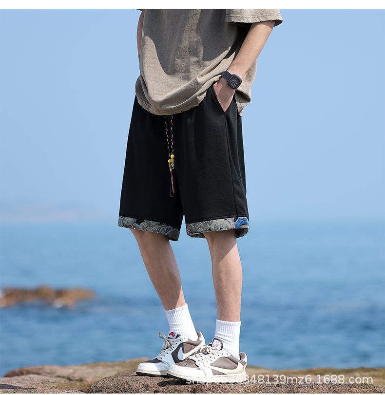 国潮新中式运动短裤男夏季新款沙滩裤潮牌国风刺绣休闲重磅篮球五分裤详情13