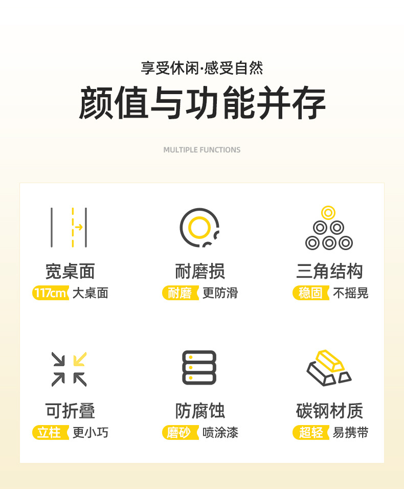 户外三件套五件套折叠椅小方凳连体椅聚拢桌椅套装小方桌椅露营椅详情2