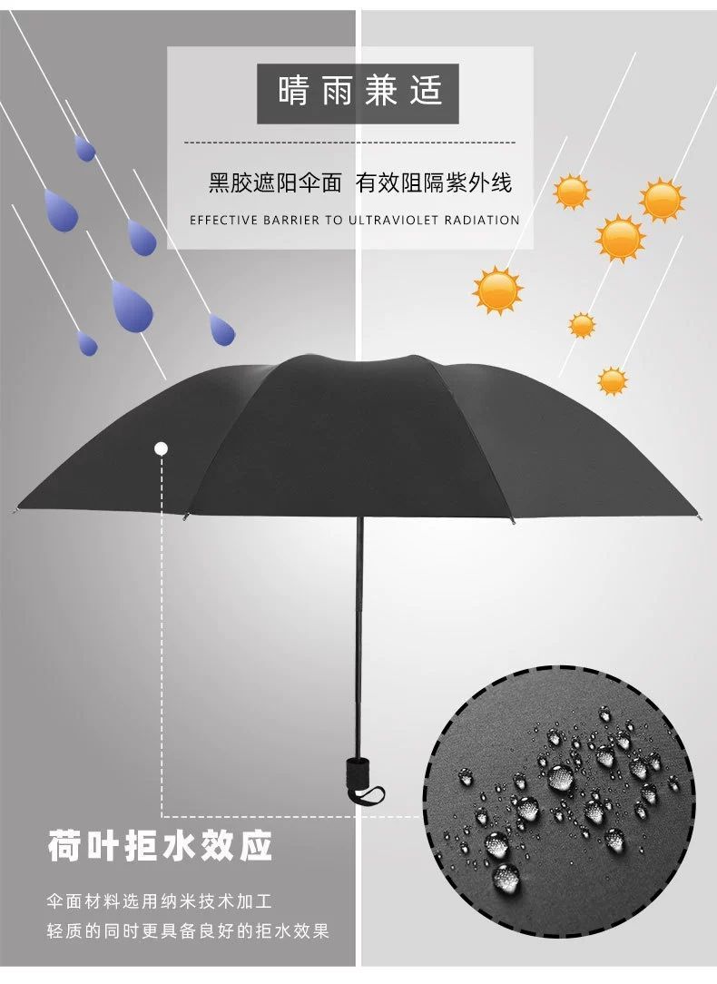 大号超大雨伞男女三人晴雨两用折叠学生双人反向黑胶防晒遮阳泓小详情6