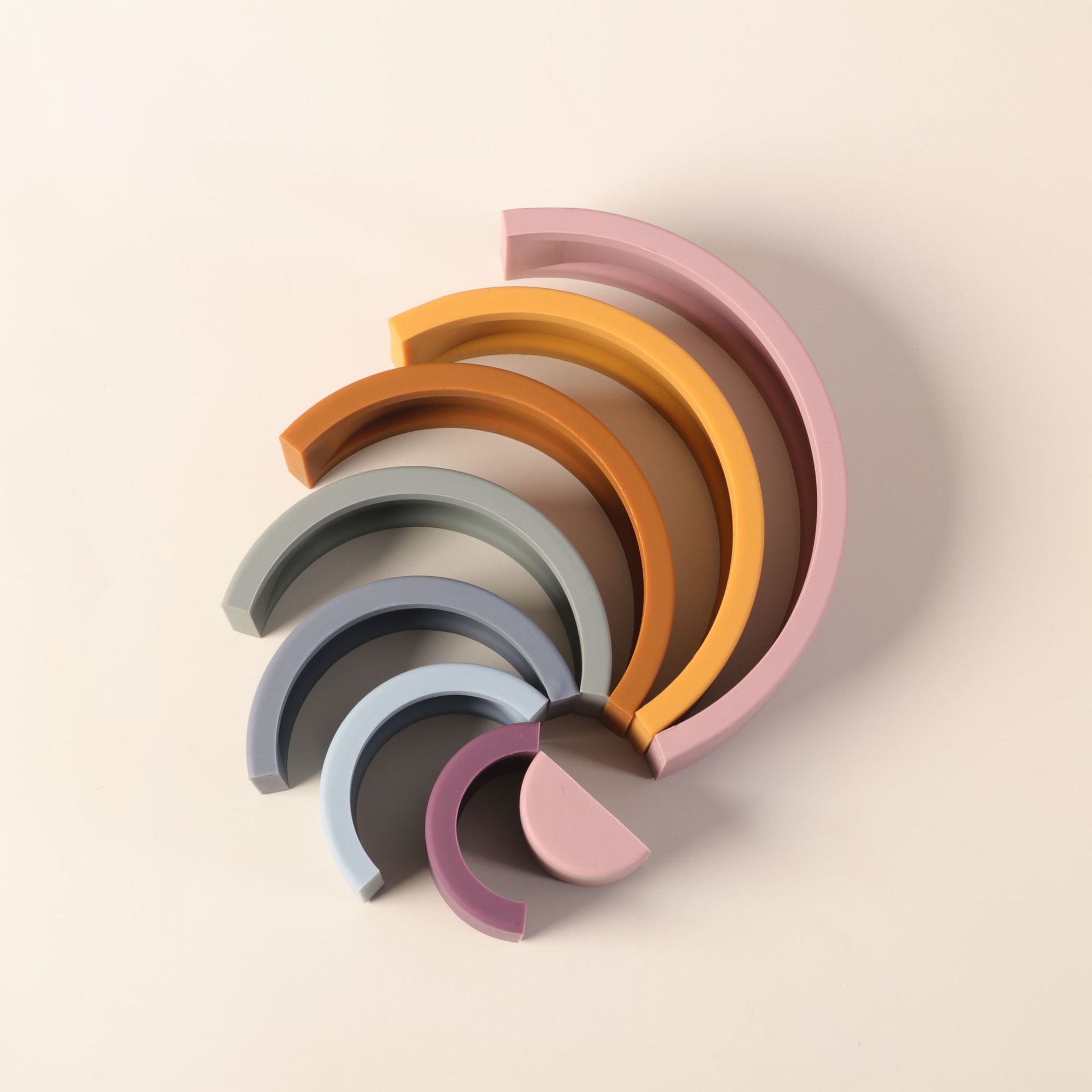 硅胶彩虹圈云朵拱形积木叠叠乐套圈儿童趣味七彩积木玩具颜色认知详情10