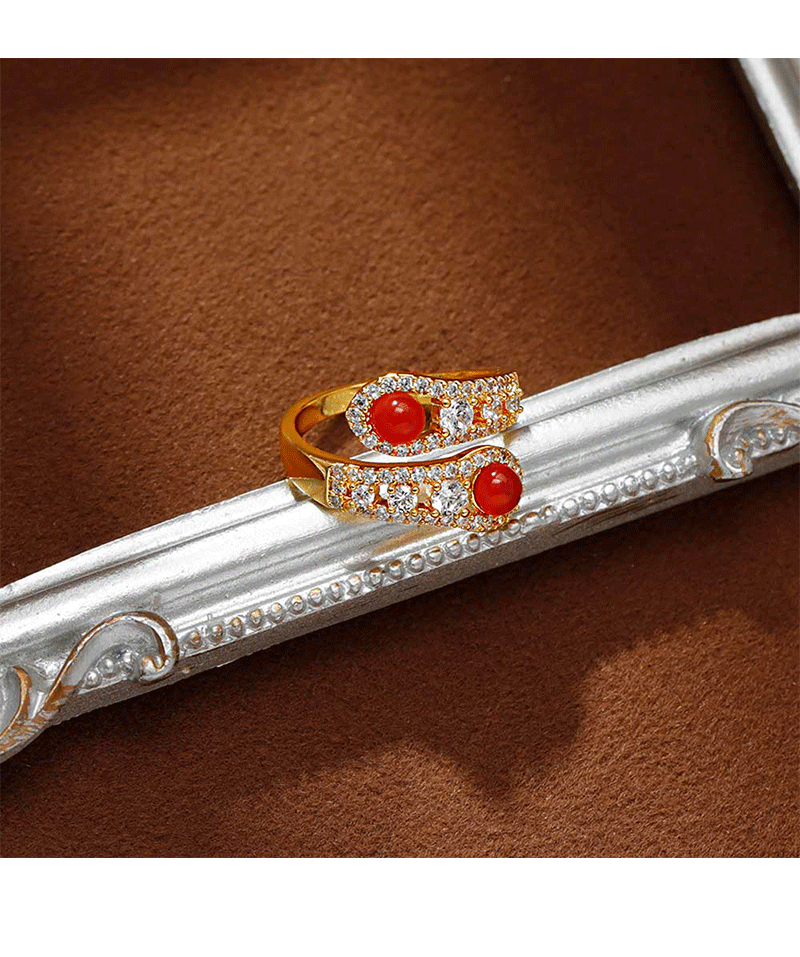 Hyacinth moda ligera extravagancia superflash zirconitas serpentina anillo de apertura mujer diseño único puerto viento rojo ágata anillo de anillo shake sonic boom pic 4