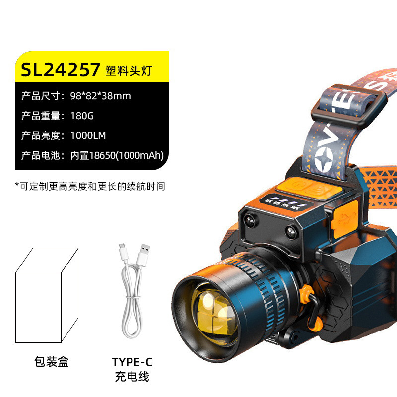Wholesale of new cross-border 2025 sensor headlamps with intense brightness, long battery life, outdoor charging and fishing led lighting pic 7