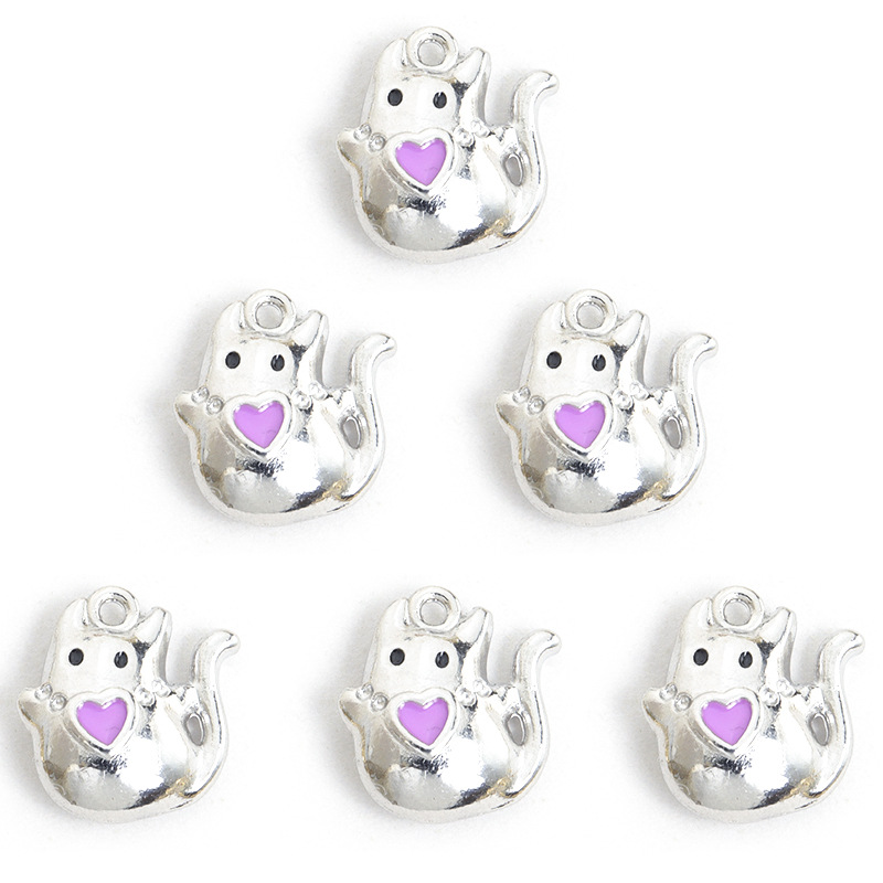 立体爱心猫咪滴油合金挂件 万圣节幽灵小鬼DIY饰品配件吊坠配饰批详情12