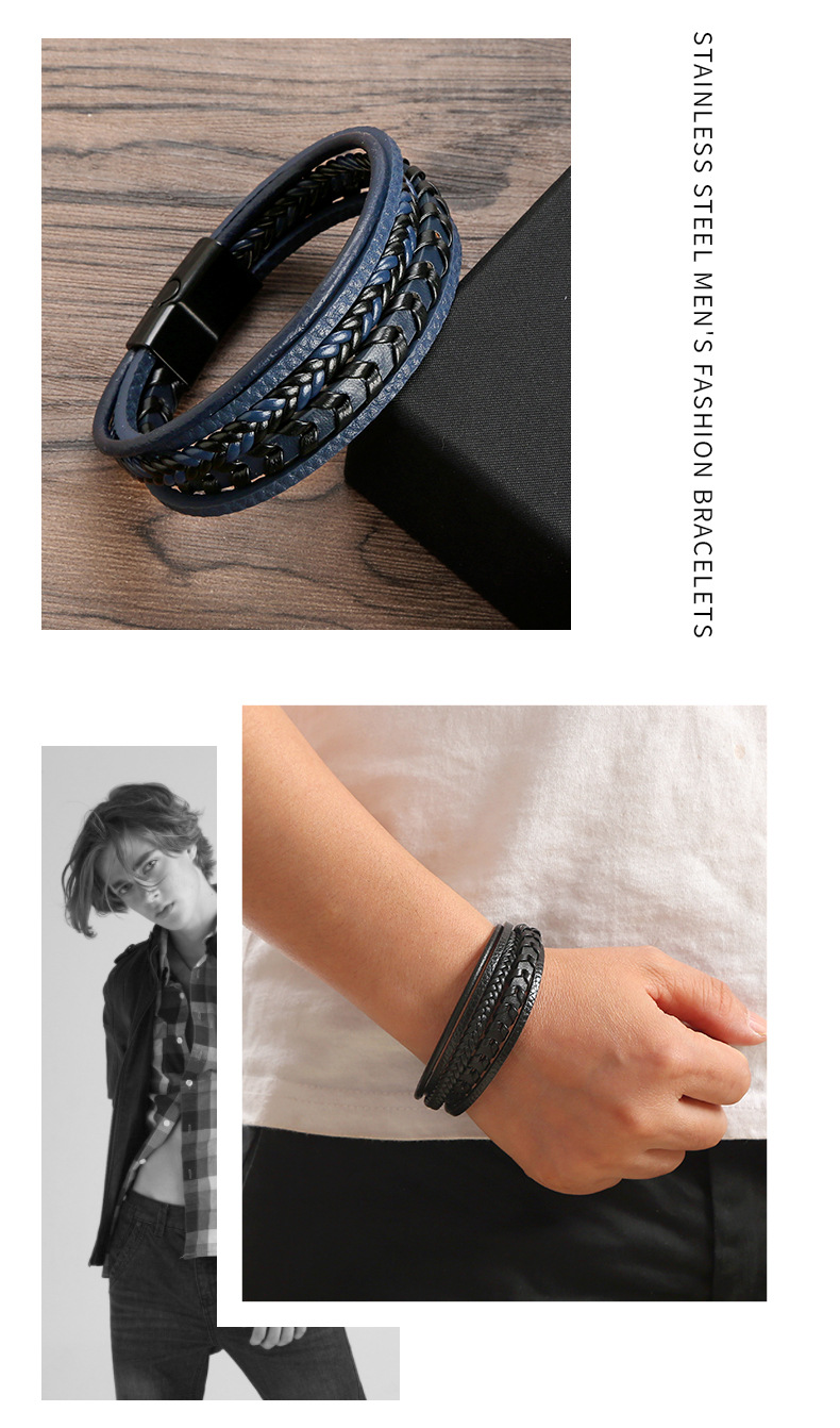 Cross-border high-end hand-woven bracelets for men, titanium steel magnetic clasp bracelets, accessories and ornaments for women, wholesale from Yiwu manufacturer pic 9