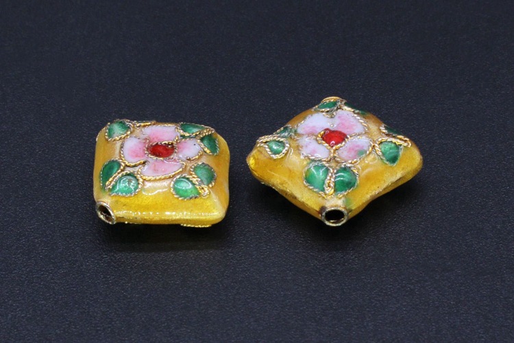 Traditional high-temperature cloisonne enamel filigree silver blue DIY jewelry accessory beads Cloisonne 16mm square block pic 17