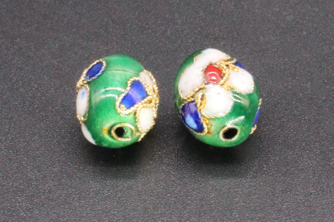 Traditional high-temperature cloisonne enamel flower silver blue DIY jewelry accessories, cloisonne 10*12 egg beads pic 11