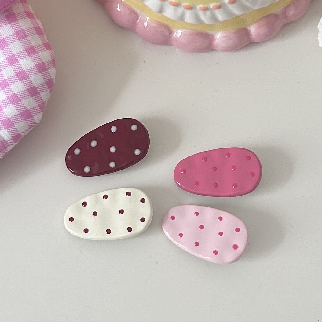 DD Dot Oval Clip, simple Japanese and Korean polka dot water drop duckbill clip, ins simple and versatile fringe clip, small clip pic 4