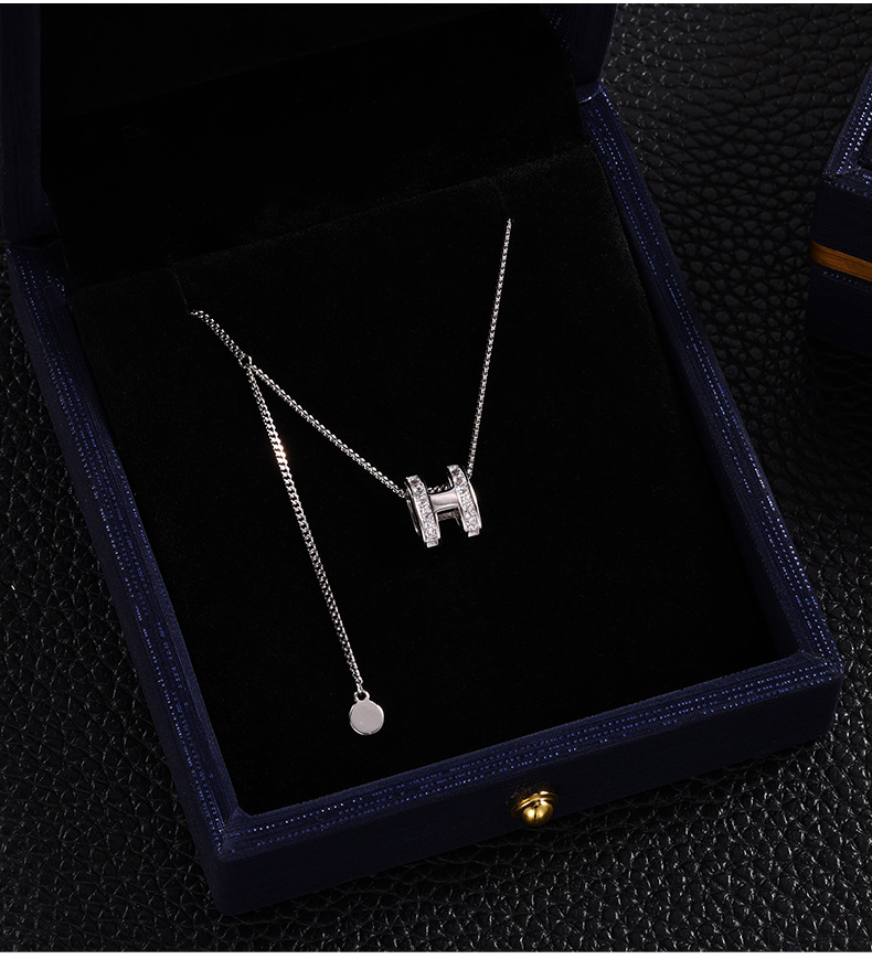 S925纯银法式百搭高级感项链女小众设计感ins风轻奢H字母毛衣链详情6