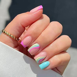 Wearable nail art pieces, artificial nail products, detachable, simple lemon ice transparent, popular online style Douyin nail art hair replacement pic 16