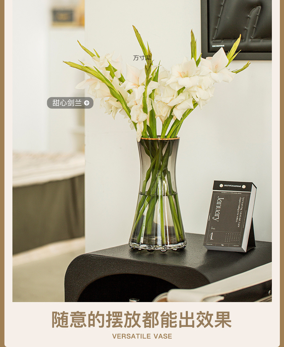 简约轻奢加厚ins风透明玻璃花瓶水养富贵竹鲜花插花客厅摆件批发详情21