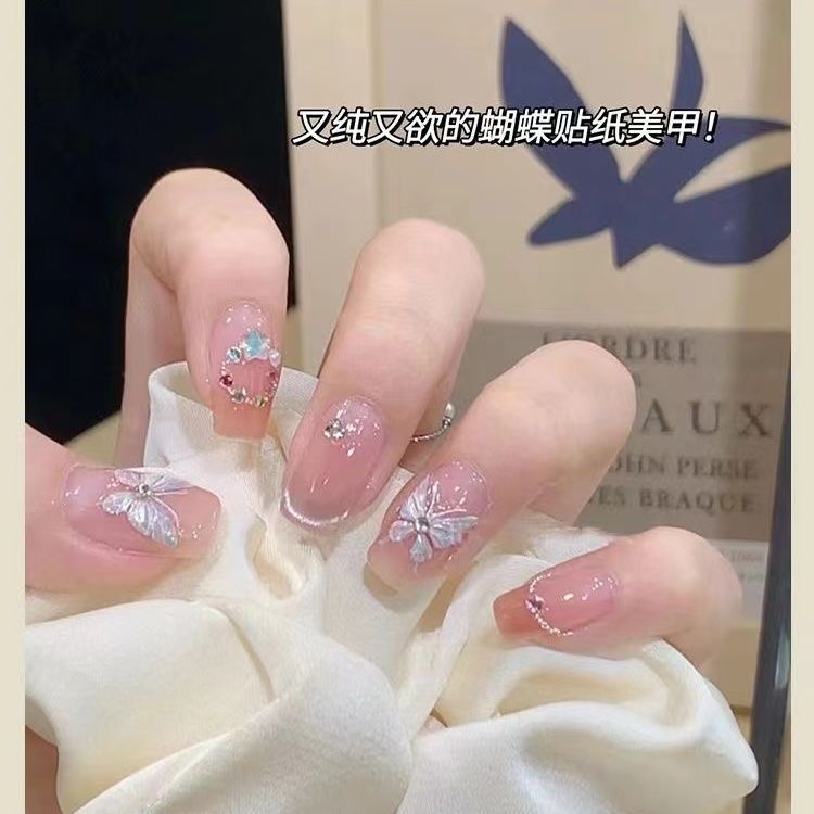 小红书贝壳仙女tomoni蝴蝶极光美甲贴纸浪漫纯欲风指甲高级指甲贴详情4