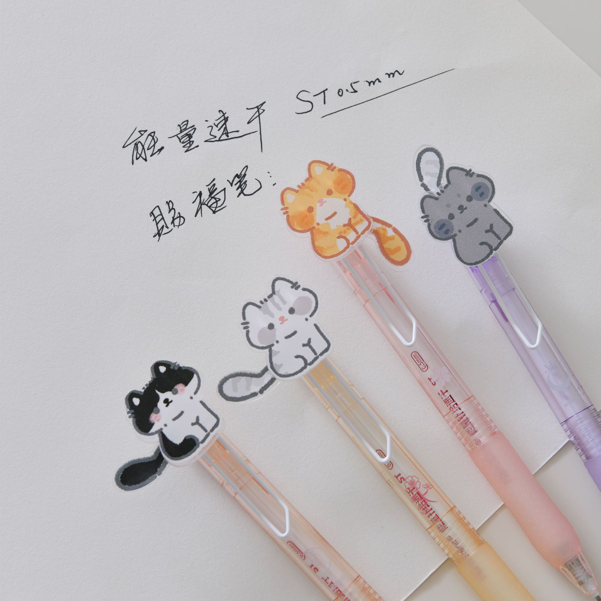 New cat tail press gel pen 0.5mm black pen, smooth and cute design for exam writing, anti-slip handle stationery pen pic 5