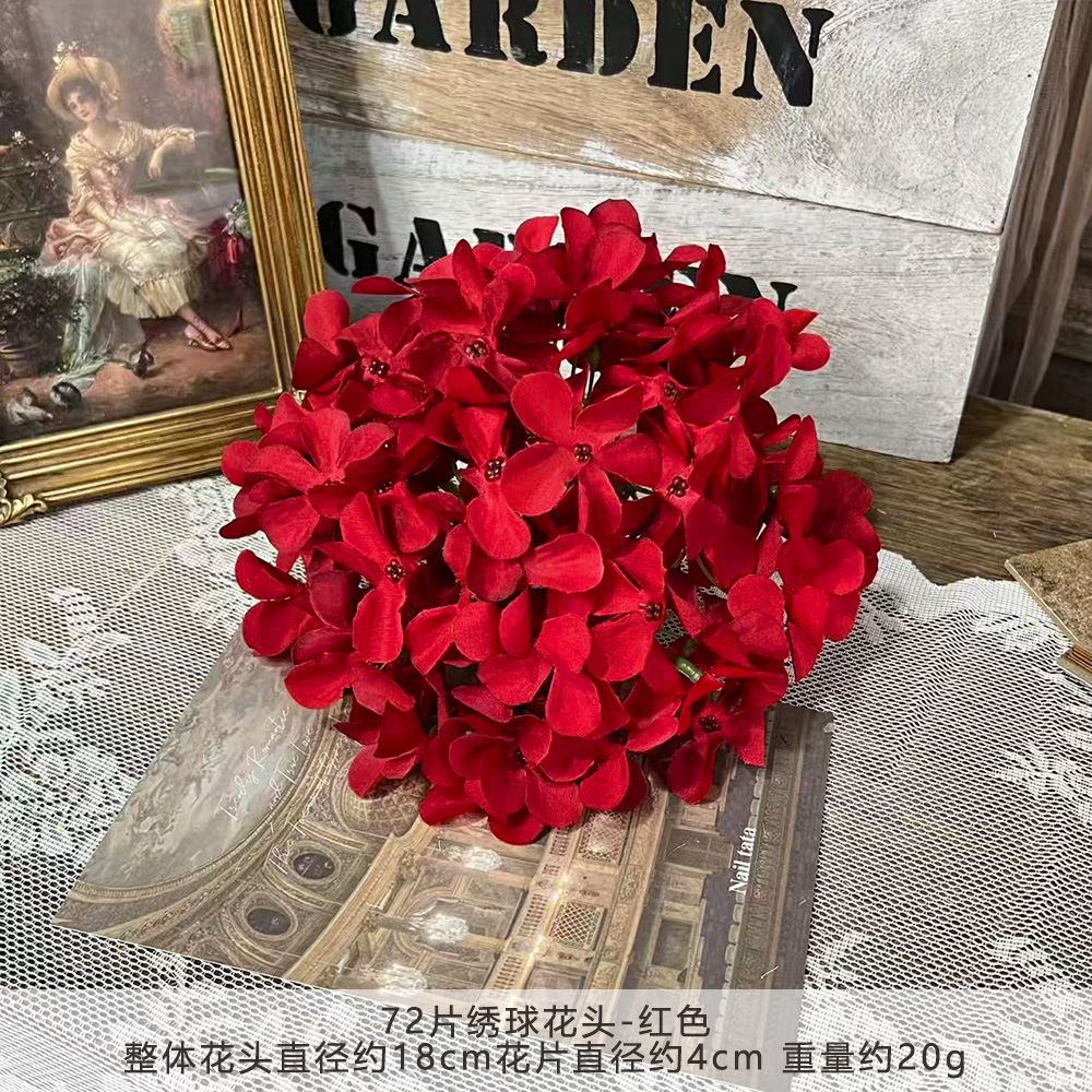 72片绣球花头仿真花朵批发花头花墙插花手工花环头饰发饰配件假花详情9
