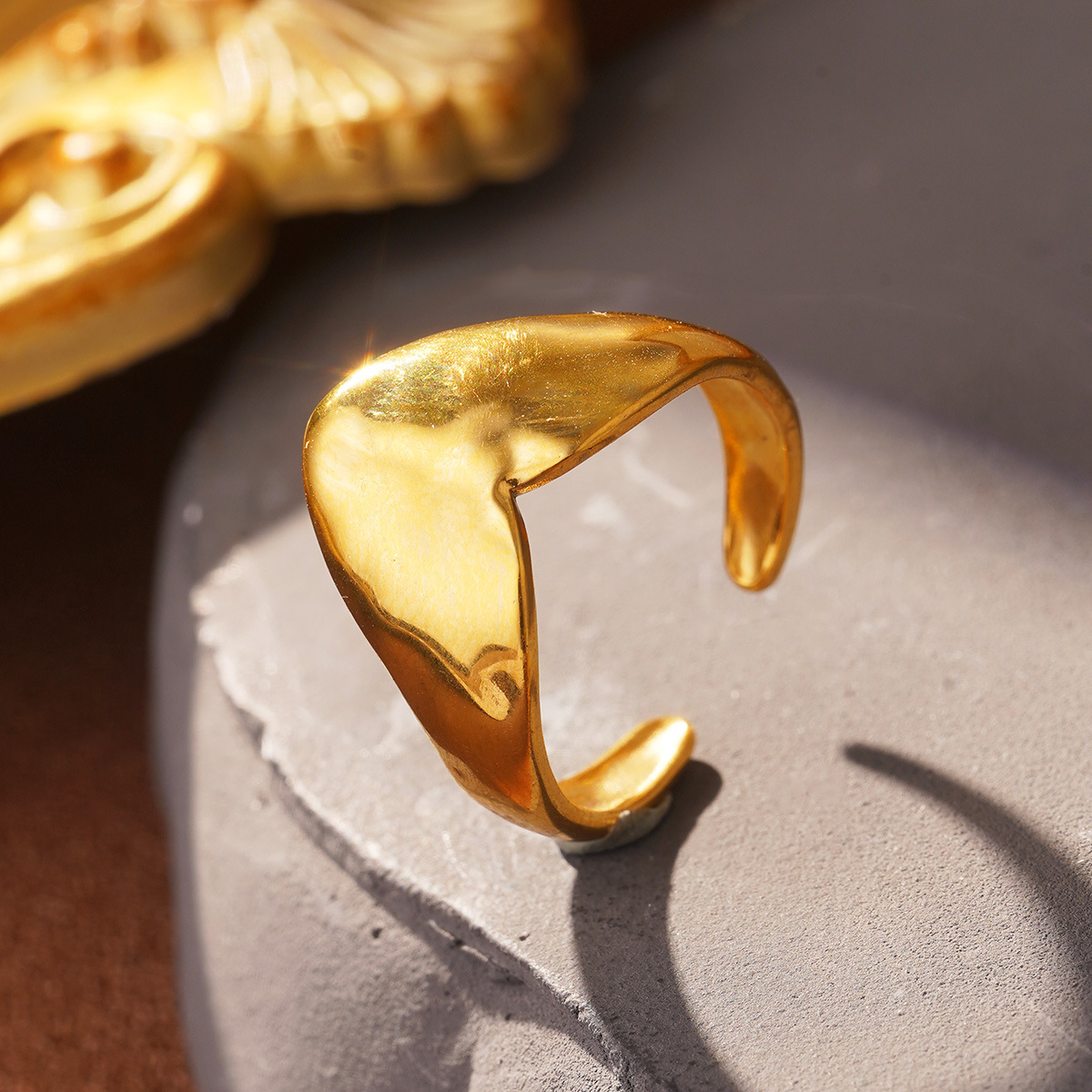 Retro European and American geometric stainless steel ring, non-fading shell geometric shape, fashionable and simple titanium steel index finger ring pic 26