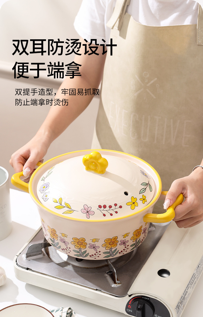 手绘花树纹砂锅煲家用耐高温干烧不裂大汤煲煤气灶专用煲汤炖汤锅详情5