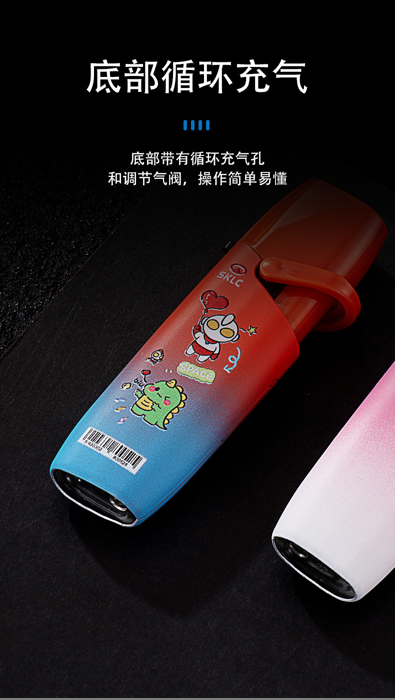 The RZ802 swing arm gradient windproof lighter is a mini cartoon direct-flush gas-filled lighter that is compact and portable pic 4