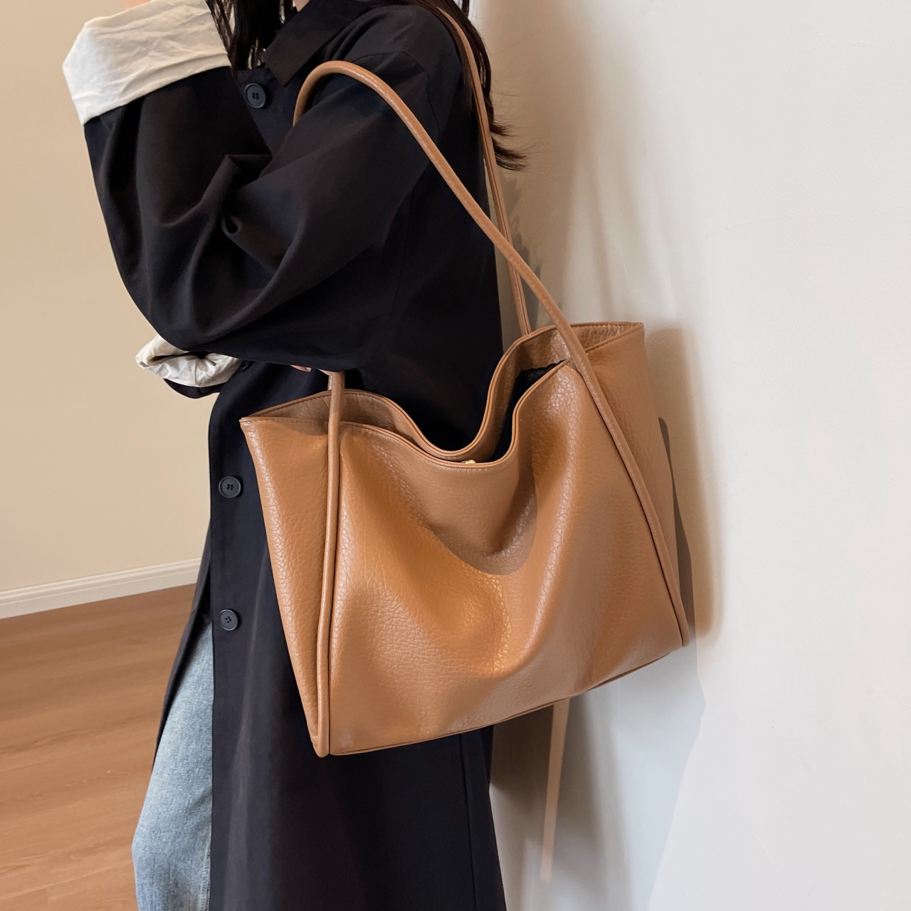 大容量女包包2025软皮质感单肩包休闲百搭上班通勤手提托特包热卖详情3