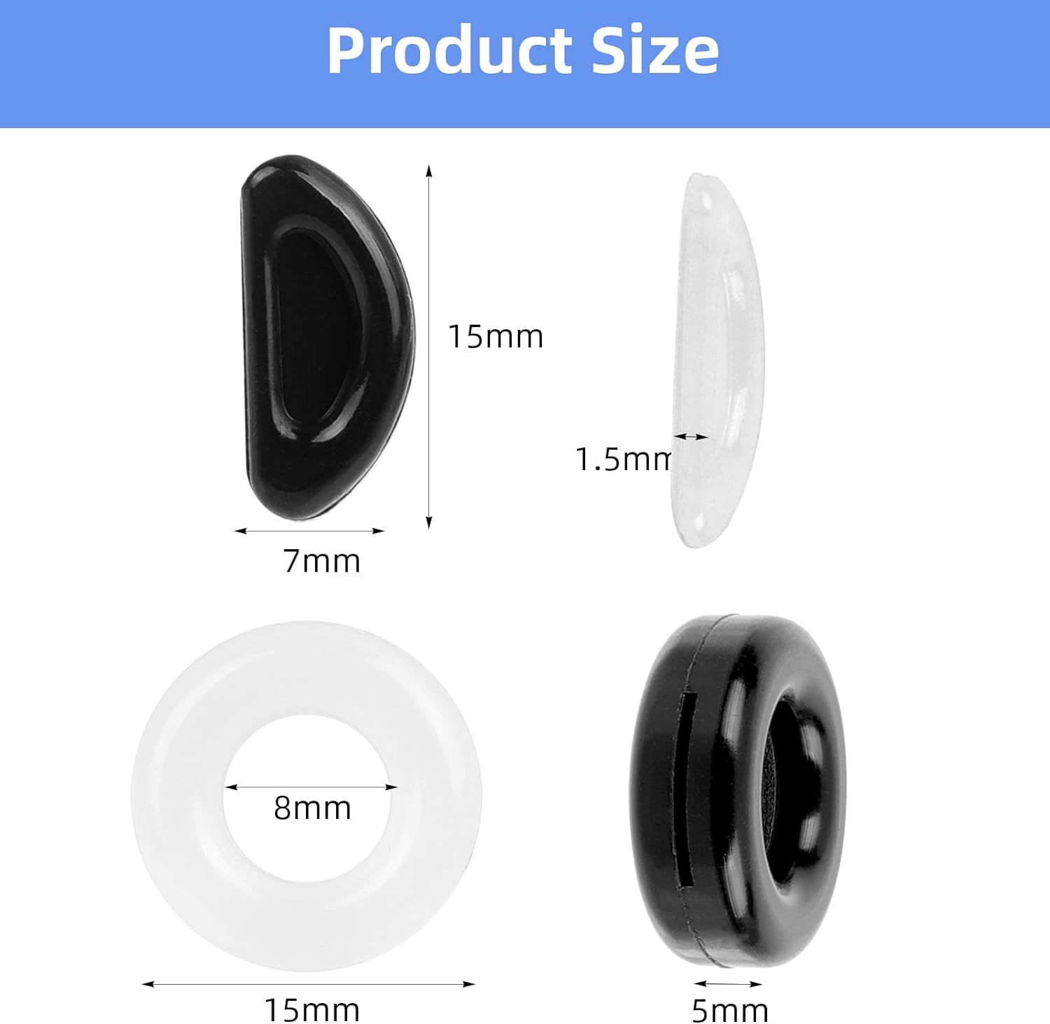 Cross-border best-selling 27 pairs of anti-slip ear tips for glasses, medium-sized round ear pads, concave-convex nose pads for glasses, fixed glasses accessories pic 3