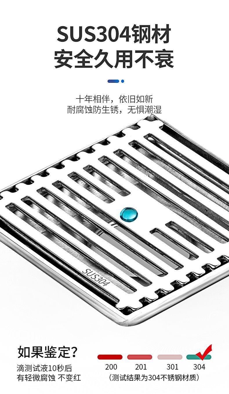 304不锈钢地漏卫生间厨房下水道防臭器10X10地漏304反边竹排地漏详情2