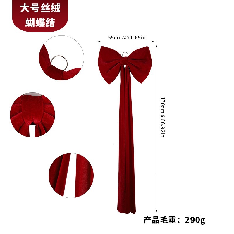Cross-border wine red large velvet bow Christmas decoration pendant, shopping mall atmosphere setting hanging decoration pic 6