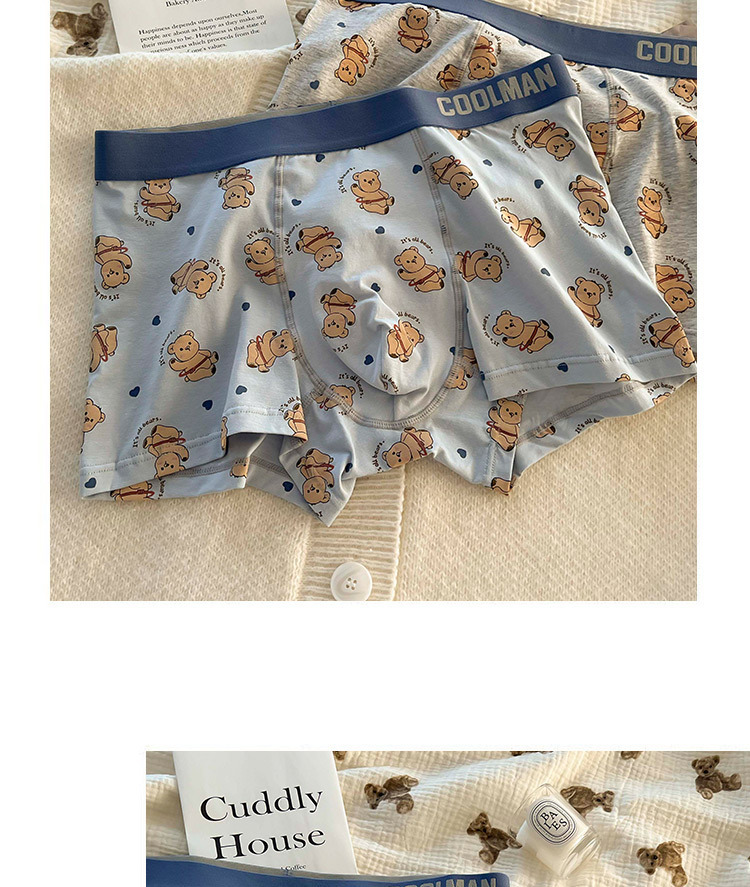 熊熊男友可爱卡通男士内裤无痕棉柔高弹舒适透气中腰平角四角裤详情14