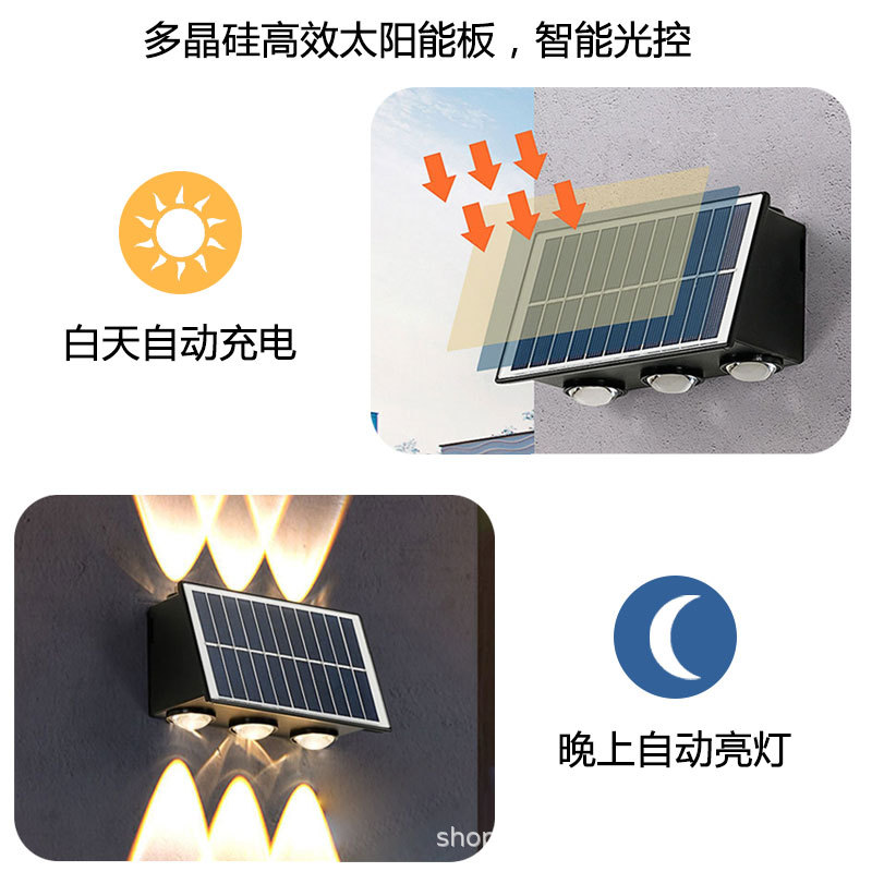 新款太阳能壁灯大门两侧户外墙壁灯庭院围墙防水门牌门头壁挂墙灯详情2