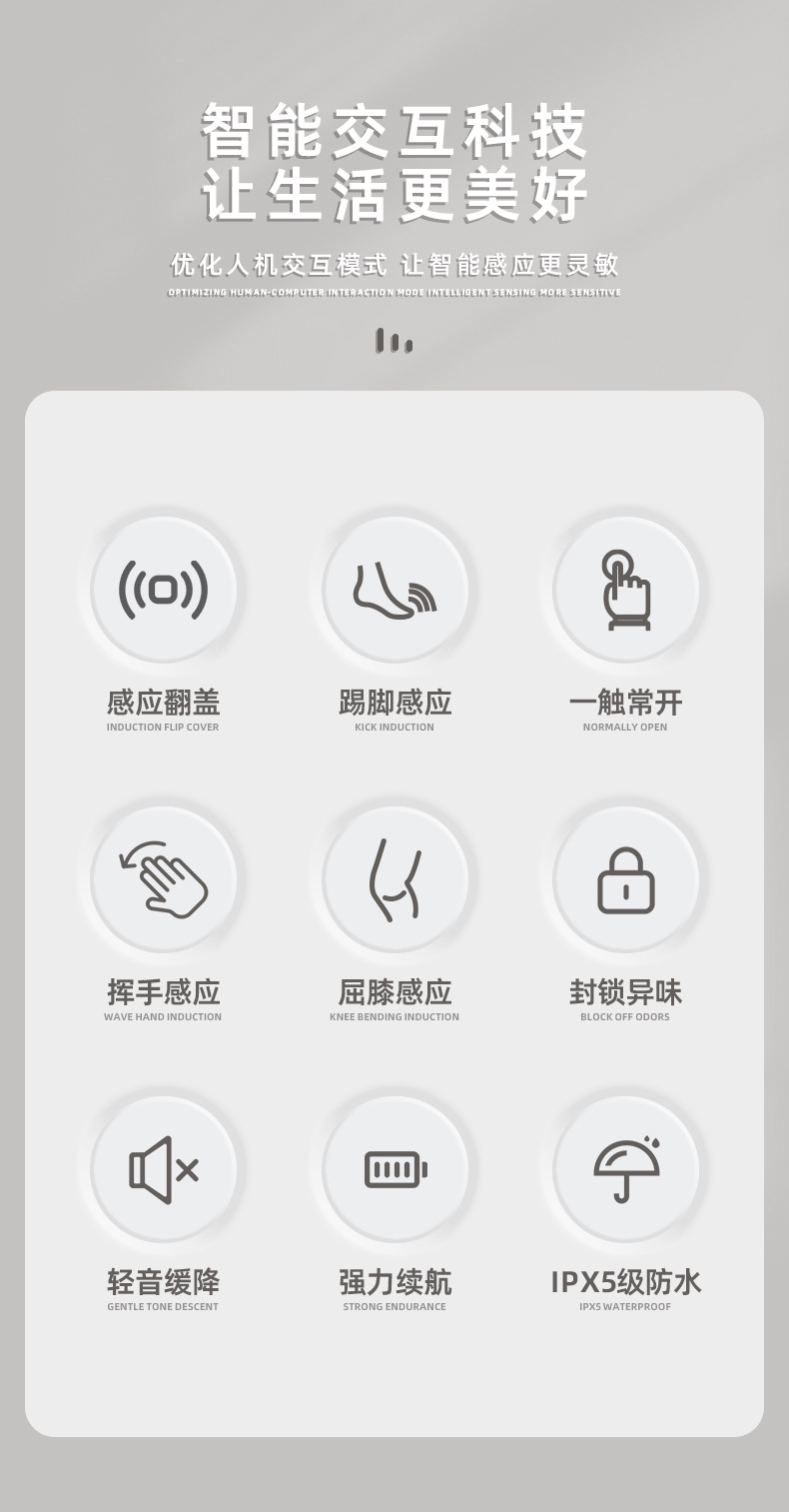 25年新款智能垃圾桶ABS家用高颜值24L条纹智能自动感应翻盖垃圾桶详情6