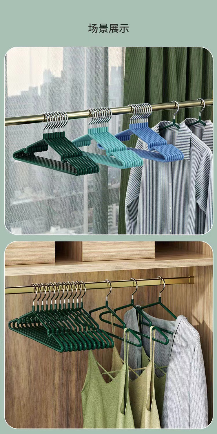 Cross-border delivery of adult clothes hangers, new plastic-coated clothes hangers, metal anti-slip and traceless clothes drying racks, clothes hanging racks pic 3
