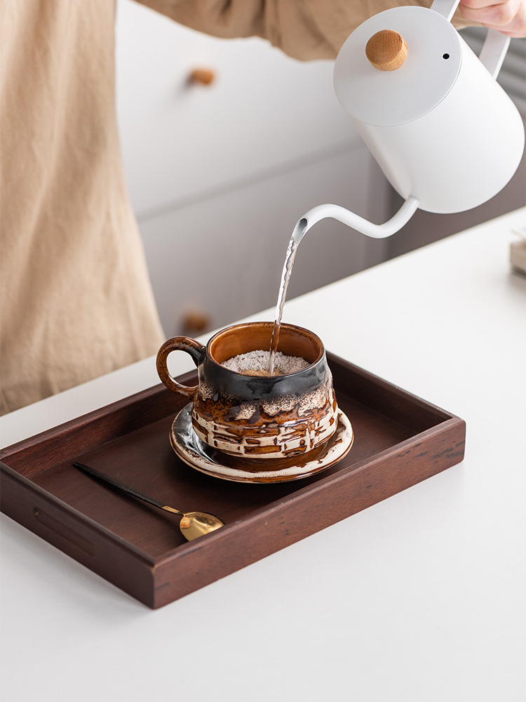 窑变咖啡杯碟套装复古陶瓷杯下午茶卡布奇诺拿铁咖啡杯家用马克杯详情18